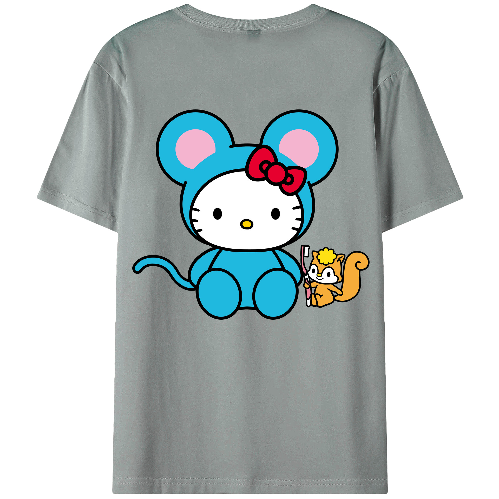 （画像用） Hello Kitty ハローキティ 綿100％ メンズ半袖Tシャツ（バックプリント） 通気性